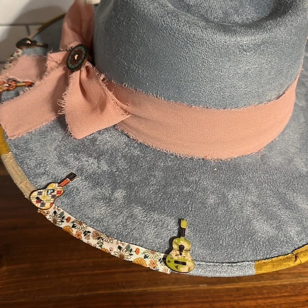 Western cowboy fedora wide brim hat. Handmade
